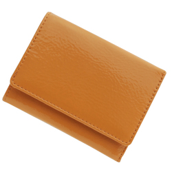 極小財布　エナメル/牛革（オレンジ）ベーシック型小銭入れ　BECKER 日本製